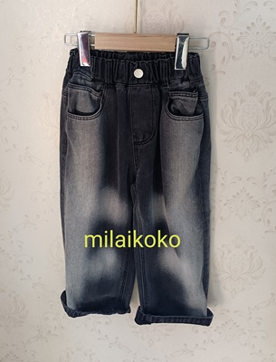 米莱milaikoko春秋韩版男女童百搭复古渐变牛仔裤宽松直筒痞潮裤