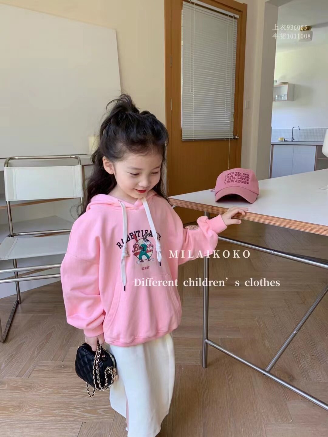 米莱milaikoko正品春秋韩版女童粉色卡通动漫连帽卫衣
