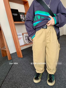 新元素中大童春秋韩版休闲裤中大童工装裤酷帅宽松休闲长裤