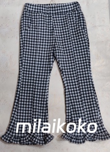 米莱milaikoko春秋韩版女童格子喇叭裤洋气格子裤女童长裤