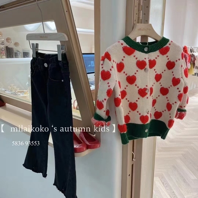 米莱milaikoko冬款韩版女童针织衫中大童洋气时髦加厚毛衣外套