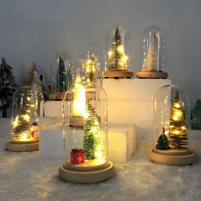 贝才圣诞玻璃小夜灯桌面摆件雪景圣诞树雪球橱窗展台活动场景装饰