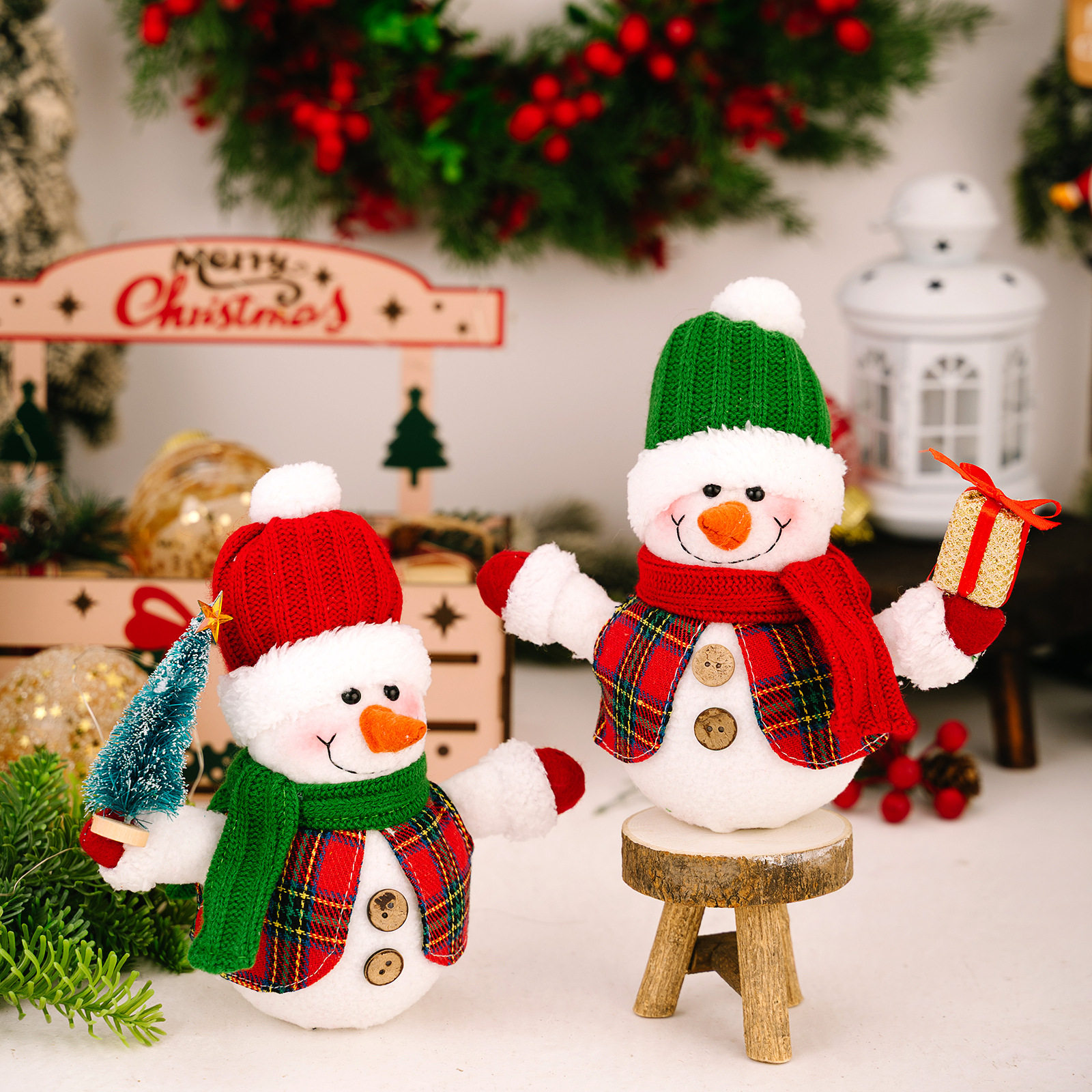 发光雪人公仔摆件圣诞装饰