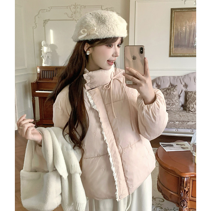 实拍韩版甜美粉色蝴蝶结立领棉服女新款小个子加厚面包服棉衣外套,女装/女士精品,棉衣/棉服,淘宝优惠券,粉丝福利购,淘宝优惠卷