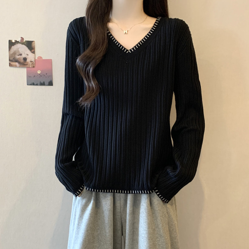 实拍 胖mm秋装大码女装新款毛衣V领套头显瘦针织衫长袖韩版上衣潮,女装/女士精品,大码内搭,淘宝优惠券,粉丝福利购,淘宝优惠卷