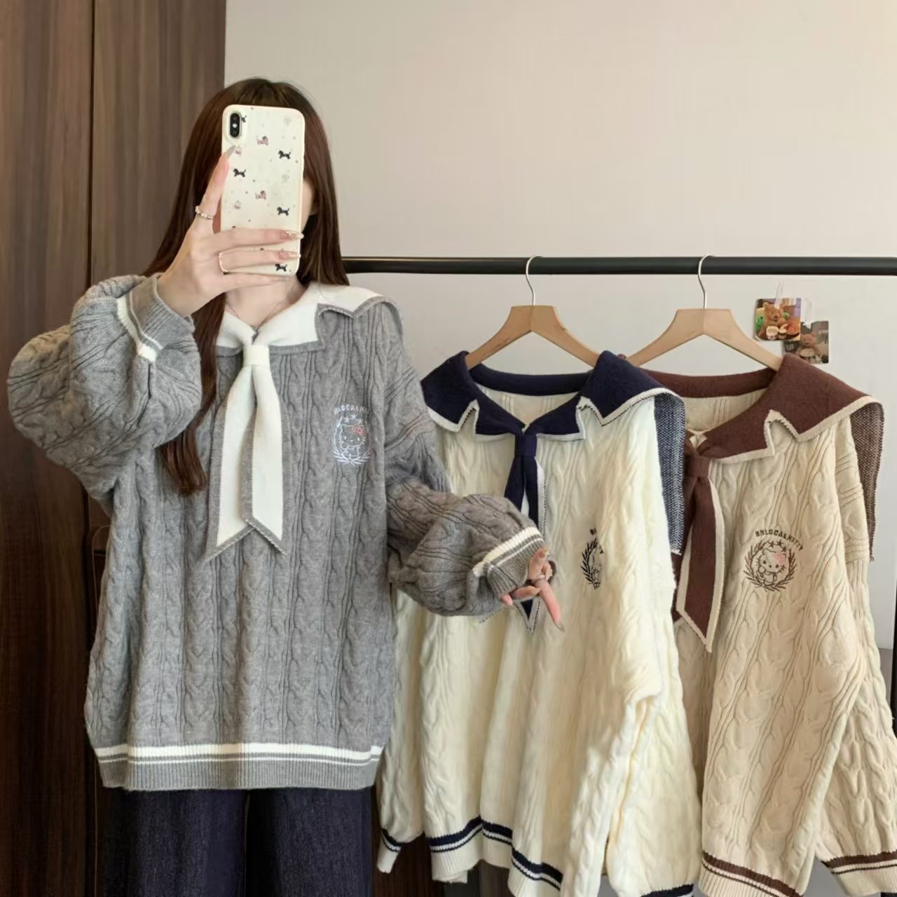 实拍大码微胖慵懒风软糯毛衣女装秋冬海军领胖MM宽松显瘦加厚上衣,女装/女士精品,大码内搭,淘宝优惠券,粉丝福利购,淘宝优惠卷