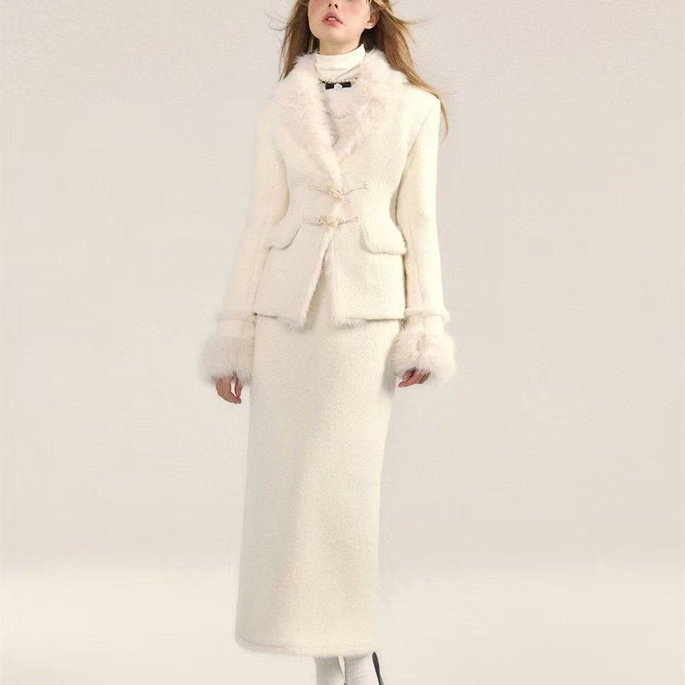 富家千金小香风牛角扣毛呢外套秋冬季新款高腰显瘦半身裙两件套女,女装/女士精品,时尚套装,淘宝优惠券,粉丝福利购,淘宝优惠卷