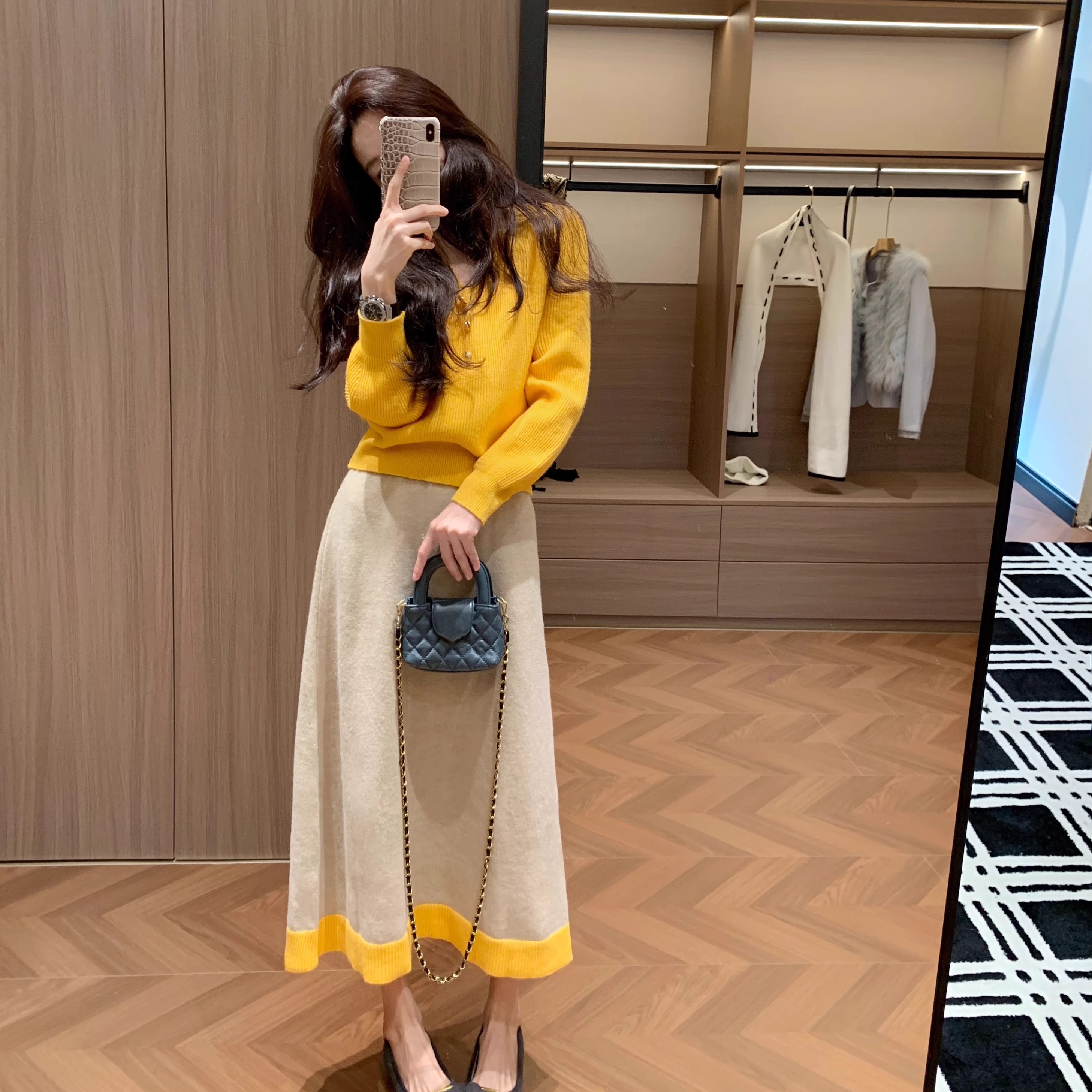 Leathercat小香风套装女高级感针织半身裙超好看冬裙套装