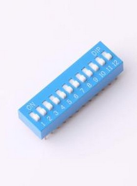 DR-12LT 拨码开关 2.54mm间距 12位 琴键式 直插平拨凸柄 蓝色 拨