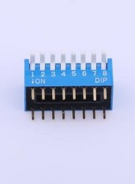 TE-08R 拨码开关 拨码开关蓝色08P-180度 间距2.54mm 立式直插侧