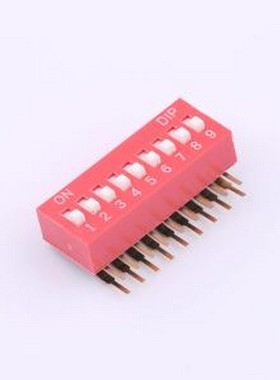 DA-09-R 拨码开关 拨码开关2.54mm间距,弯脚90度侧插 红色 9PIN/