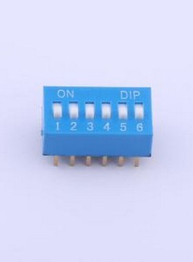 TA-06R 拨码开关 拨码开关蓝色06P-180度 间距2.54mm 立式直插正