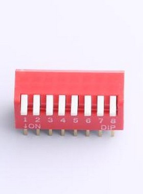 DL-08HT 拨码开关 2.54mm间距 8位 琴键式 直插侧拨长柄 红色 拨
