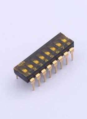 YDD08LS2 拨码开关 8位低拨键贴膜黑色插件2.54MM拨码开关 插件