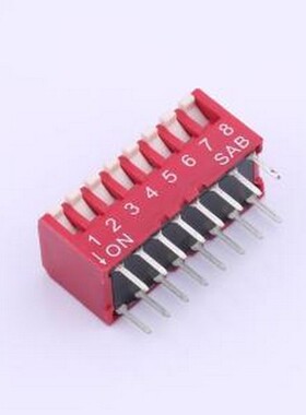 BP08LR 拨码开关 2.54mm间距8P 红色侧拨开关 插件