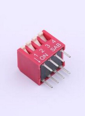 BP04LR 拨码开关 2.54mm间距4P 红色侧拨开关 插件