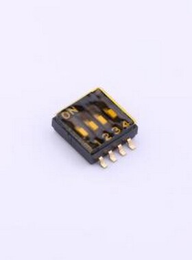 YDF04ES 拨码开关 4位1.27MM,黑色贴膜拨码开关 SMD-8P,6.2x6.2mm