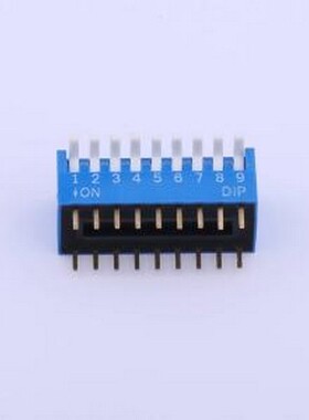 TE-09R 拨码开关 拨码开关蓝色09P-180度 间距2.54mm 立式直插侧