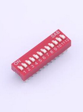 BSE12GR 拨码开关 2.54mm间距12P 红色插件拨码开关 插件