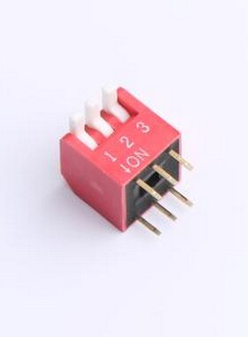 DL-03HT 拨码开关 2.54mm间距 3位 琴键式 直插侧拨长柄 红色 拨