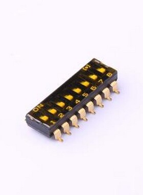 HAD-08LWAG-2 拨码开关 低拨键开关（贴膜） SMD-16P,6.4x21.4mm