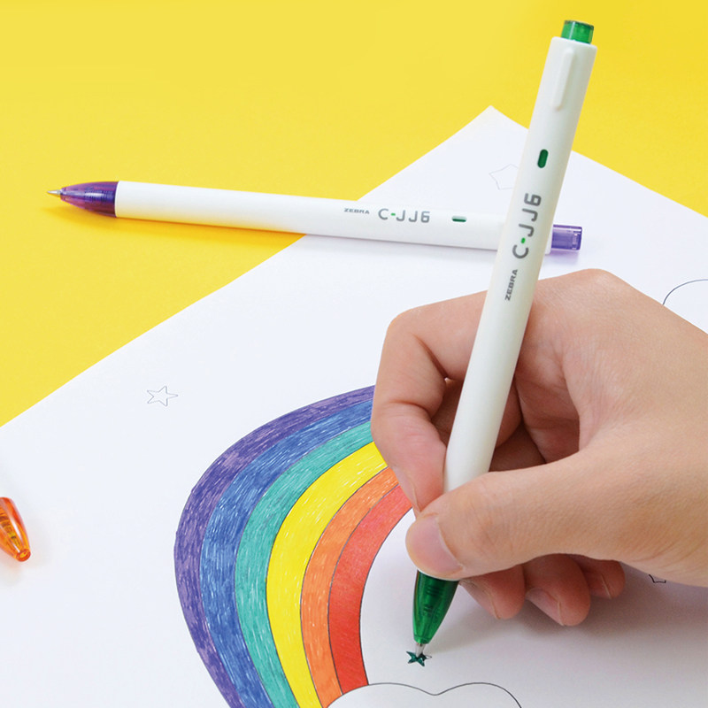 新品彩虹笔日本斑马jj6彩虹按动中性笔可爱套装刷题考试学生水笔