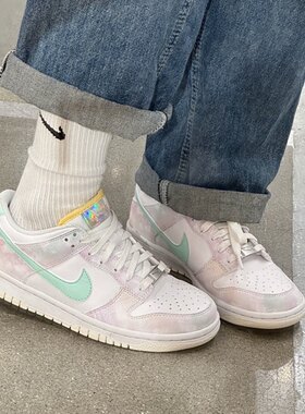 NikeDunk Paisley Print耐磨 低帮 板鞋 粉绿 男女同款FJ7707-131
