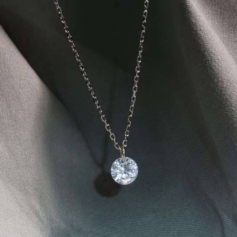一颗单钻项链女简约时尚网红小众设计感几何闪钻锁骨链
