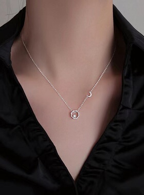 s925纯银日月同辉项链轻奢高级感