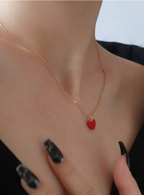 红色爱心项链女2025年新款小红心