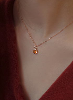 时光碎片琥珀项链女简约小众轻奢