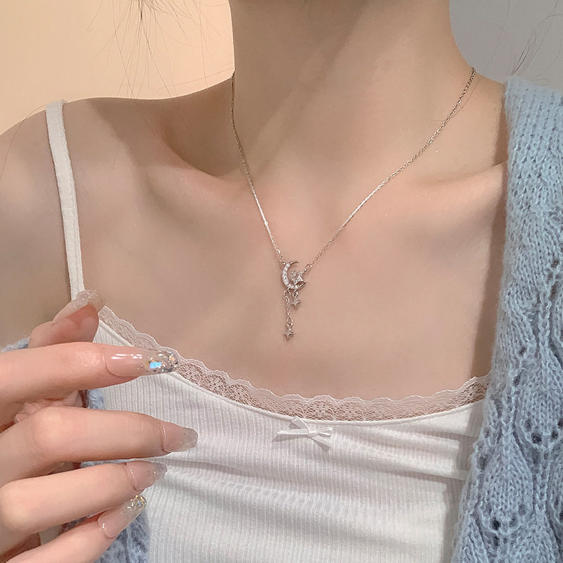 五角星月亮流苏项链女2026新款