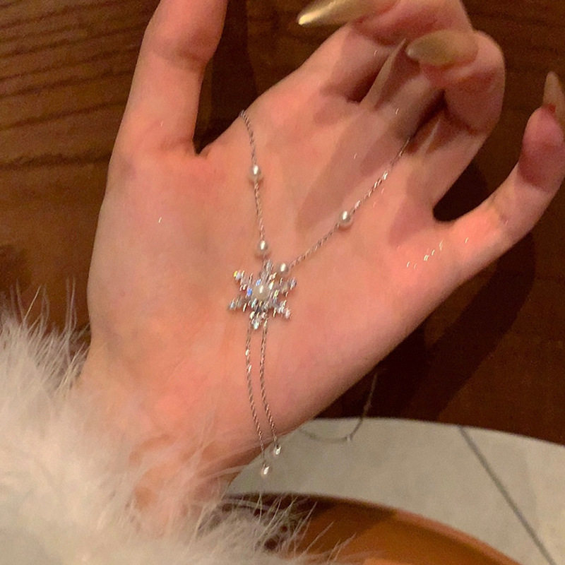 雪花珍珠流苏项链女简约轻奢