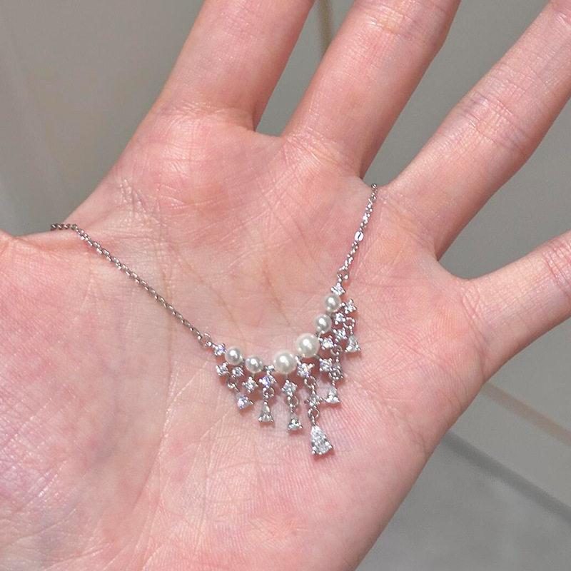 爆闪千金闪钻珍珠项链女