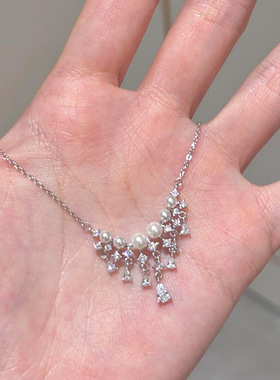 爆闪千金闪钻珍珠项链女