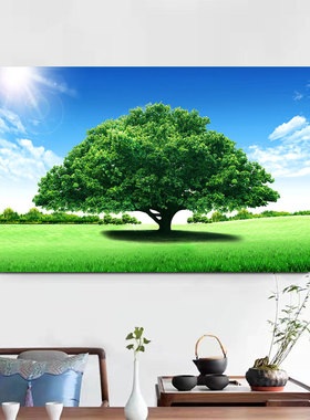 一棵大树绿色森林树林护眼贴画户外风景挂画宿舍民宿书房自粘贴画