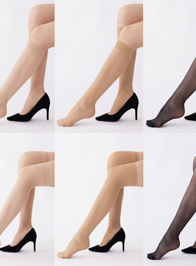 日本制tutuanna丝袜感动系列美肌长筒袜防脱丝中筒袜JK小腿袜黑色