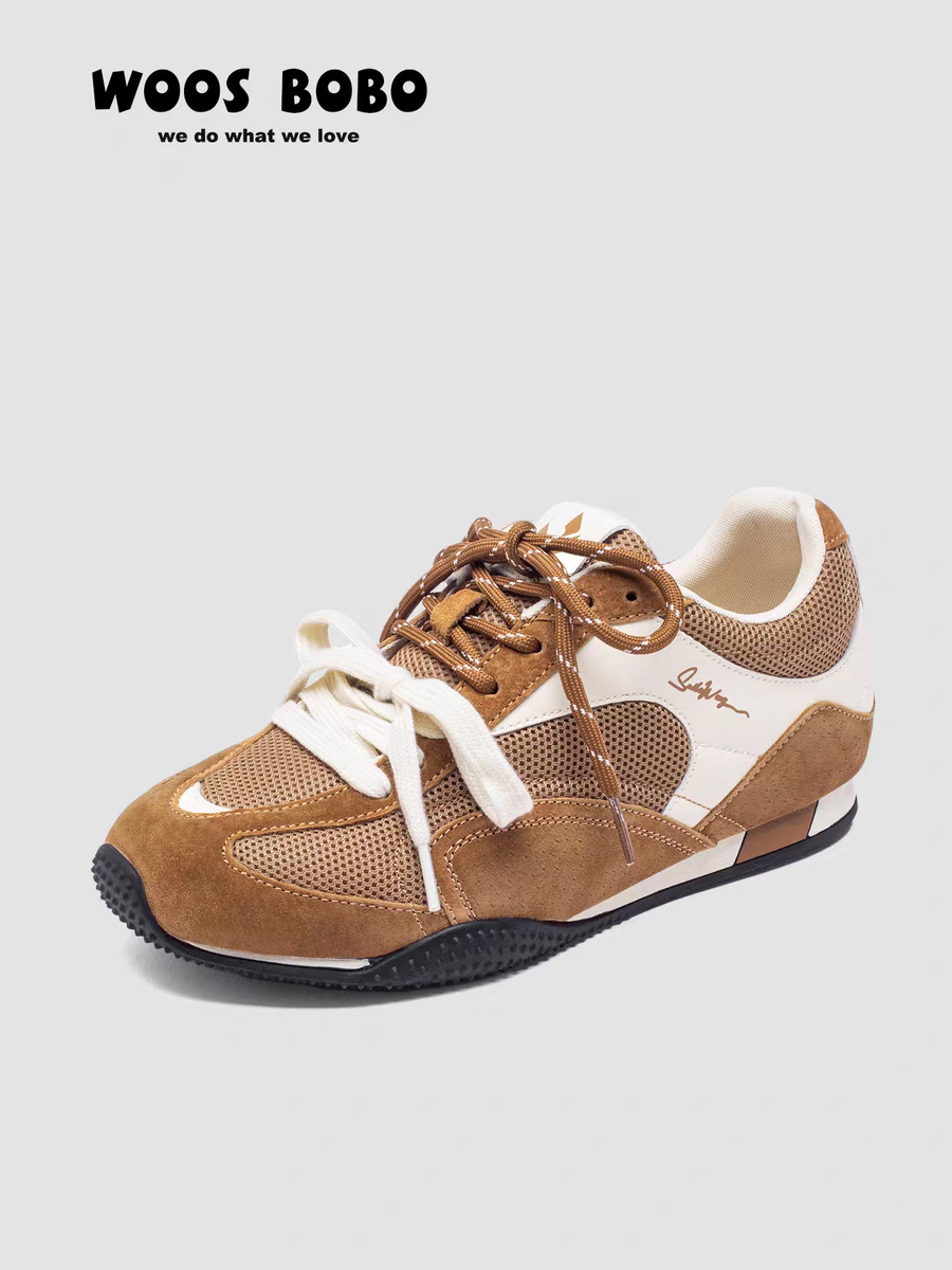 复古内增高德训鞋女2025新款秋季网面透气休闲运动板鞋百搭潮流,女鞋,时尚休闲鞋,淘宝优惠券,粉丝福利购,淘宝优惠卷