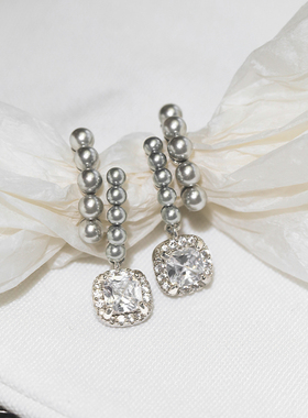 何家新品方糖甜梦耳环甜美个性耳饰2024新款爆款高级感轻奢耳钉女