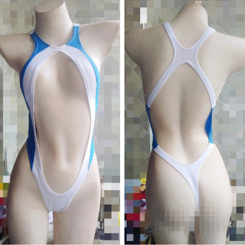 镂空超大丁字T裆竞泳衣赛高少女