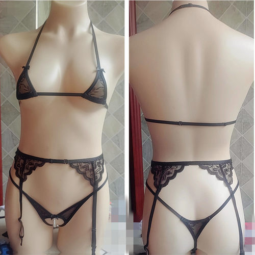 镂空珍珠裆丁字裤泳衣套装