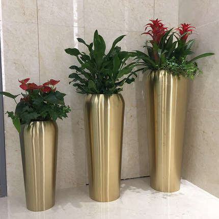 不锈钢电镀花器户外花箱花槽酒店接待金属花坛美陈定制玻璃钢定制