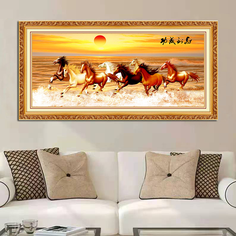 马到成功招财八骏图装饰画客厅自粘壁画八匹马镇宅玄关沙发墙贴画,家居饰品,现代装饰画,淘宝优惠券,粉丝福利购,淘宝优惠卷