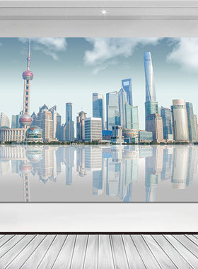 东方明珠塔城市建筑海报名胜古迹都市上海夜景风景画客厅自粘贴画