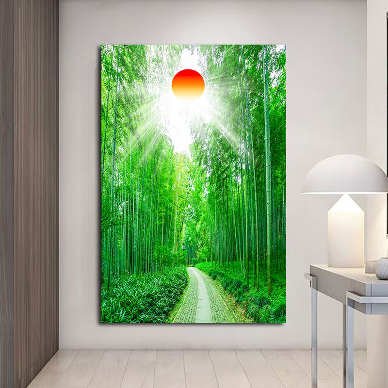 竹林竹报平安挂画富贵竹竹叶客厅旺宅绿色护眼卧室办公室壁画年画 - 实物图
