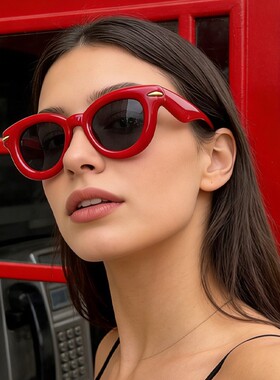 欧美跨境厚框太阳镜潮流圆形眼镜