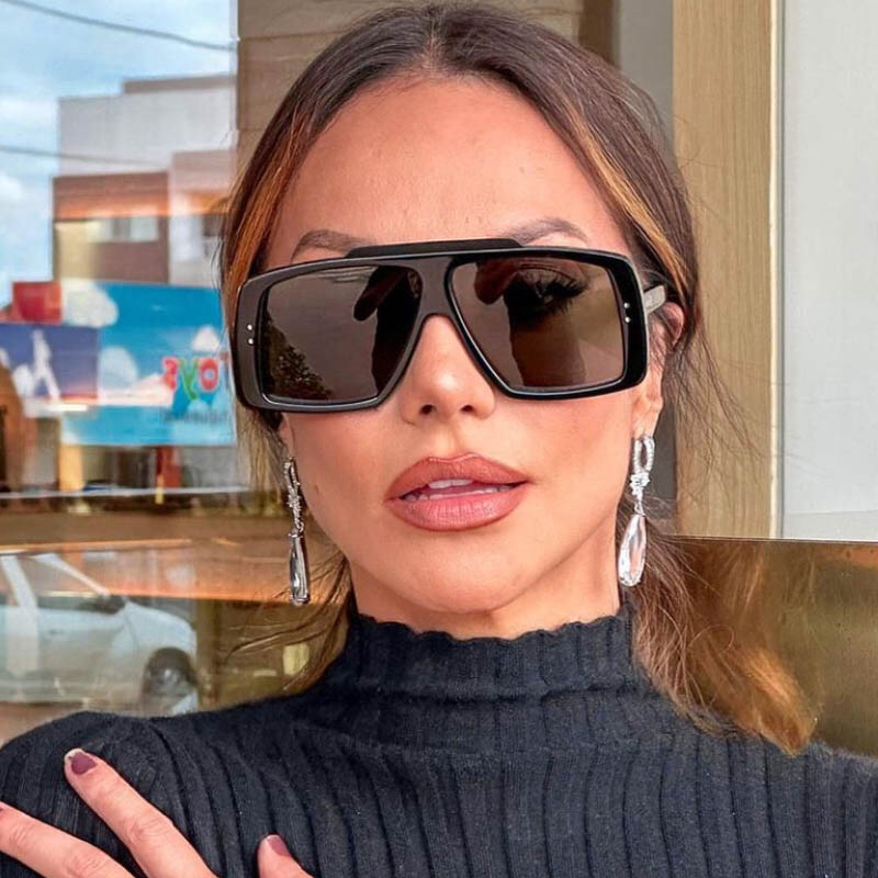 跨境新款男女大框太阳镜欧美个性方形眼镜时尚铆钉墨镜sunglasses