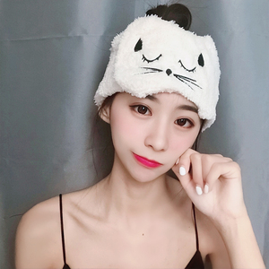 可爱网红猫咪宽边女洗脸束发带魔术粘贴款式产后月子帽包头巾发箍
