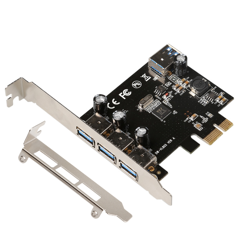 4口USB3.0扩展卡PCI-E转接PCIe 台式机 自带电源供电集线卡 电脑硬件/显示器/电脑周边 连接线/航插线/连接器/转换器 原图主图