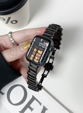 适用applewatch苹果手表带金属不规则蝴蝶扣iwatchS91011女款表带